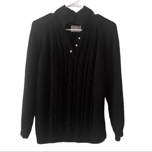 Vintage 80’s Miranda Black Cable Knit Collared Sweater Petite‎ Large